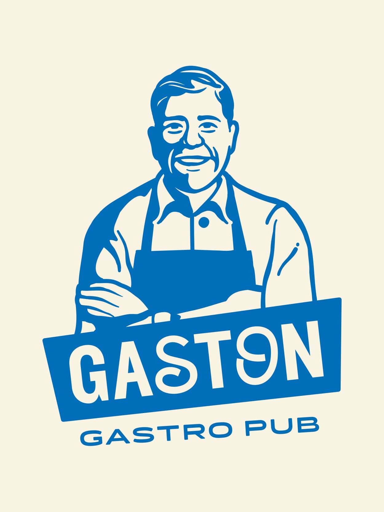 Gaston gastro Pub bleu Juin logo graphiste